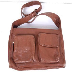 Fossil Hobo Pebbled Leather Brown Satchel Handbag